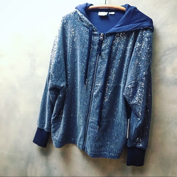 Anthropologie sequined hooded sweatshirt - Picture 3 of 5